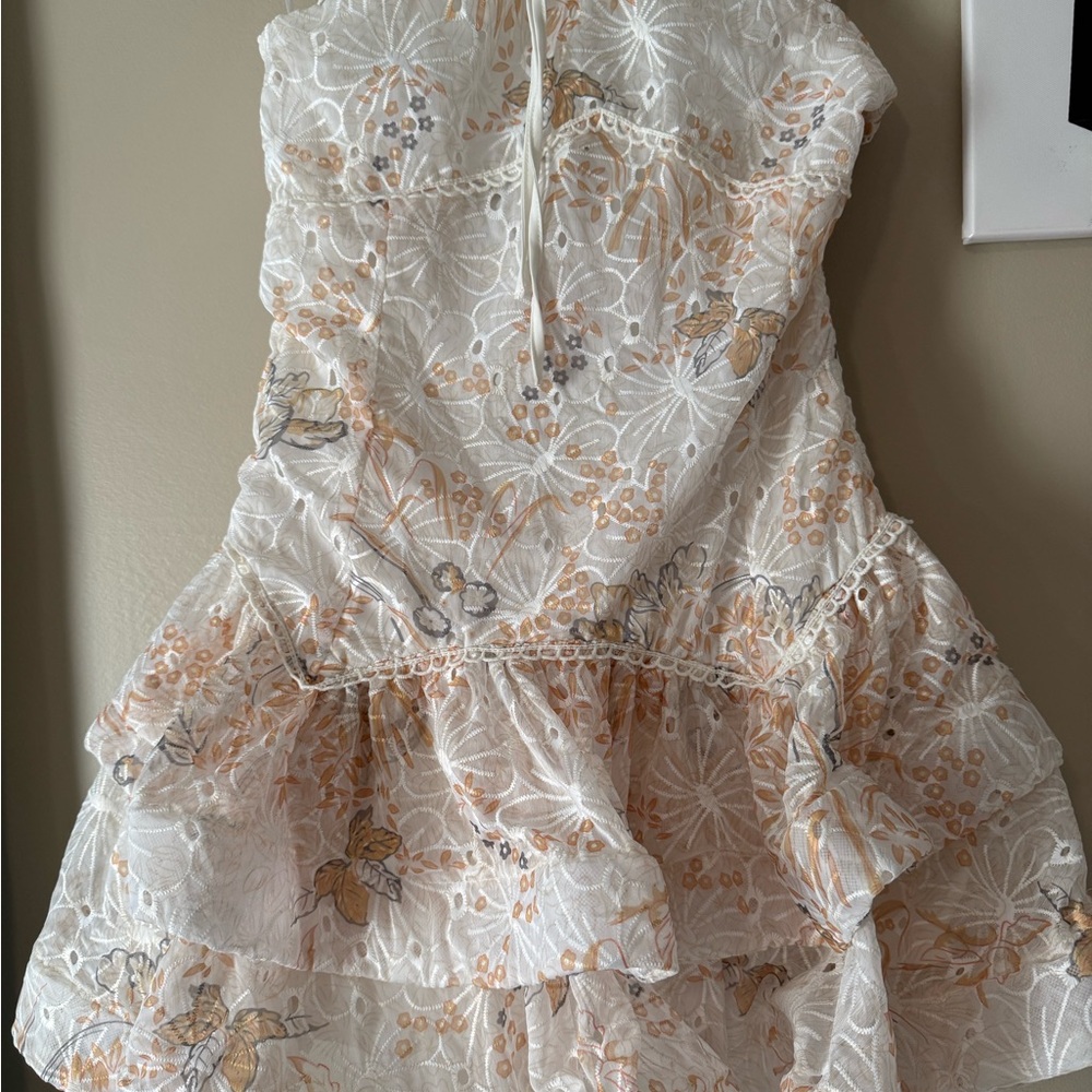 SHEIN White and Orange Floral Mini Dress
